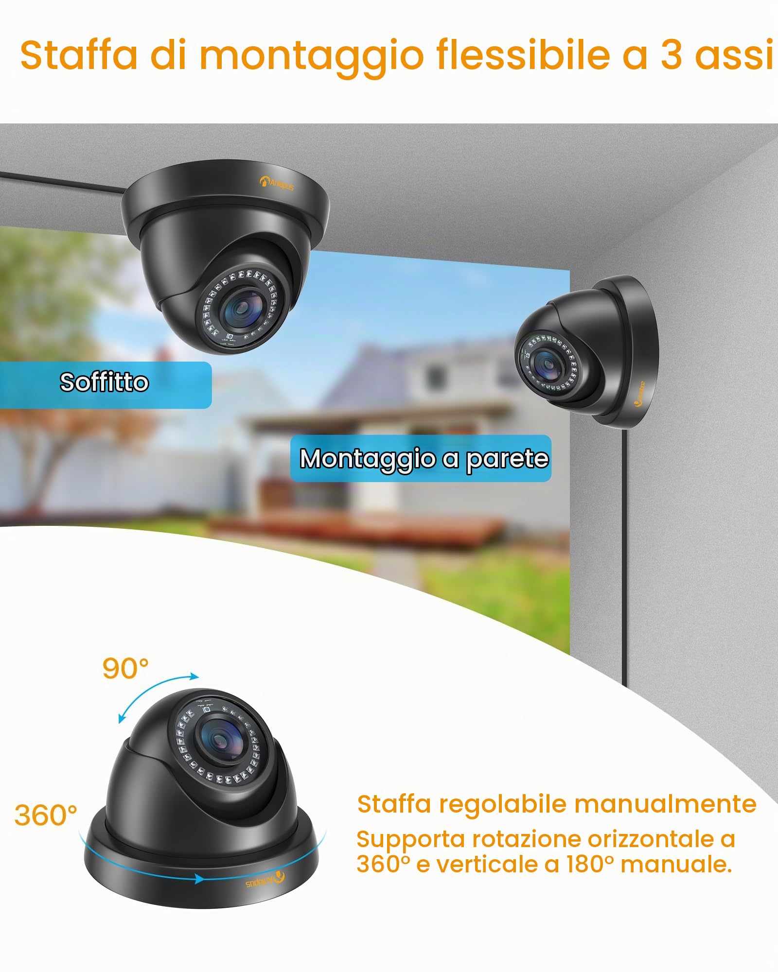 Anlapus 4pcs 1080P Telecamera di Sorveglianza per DVR Kit Videosorveglianza, 20M Visione Notturna, Nero