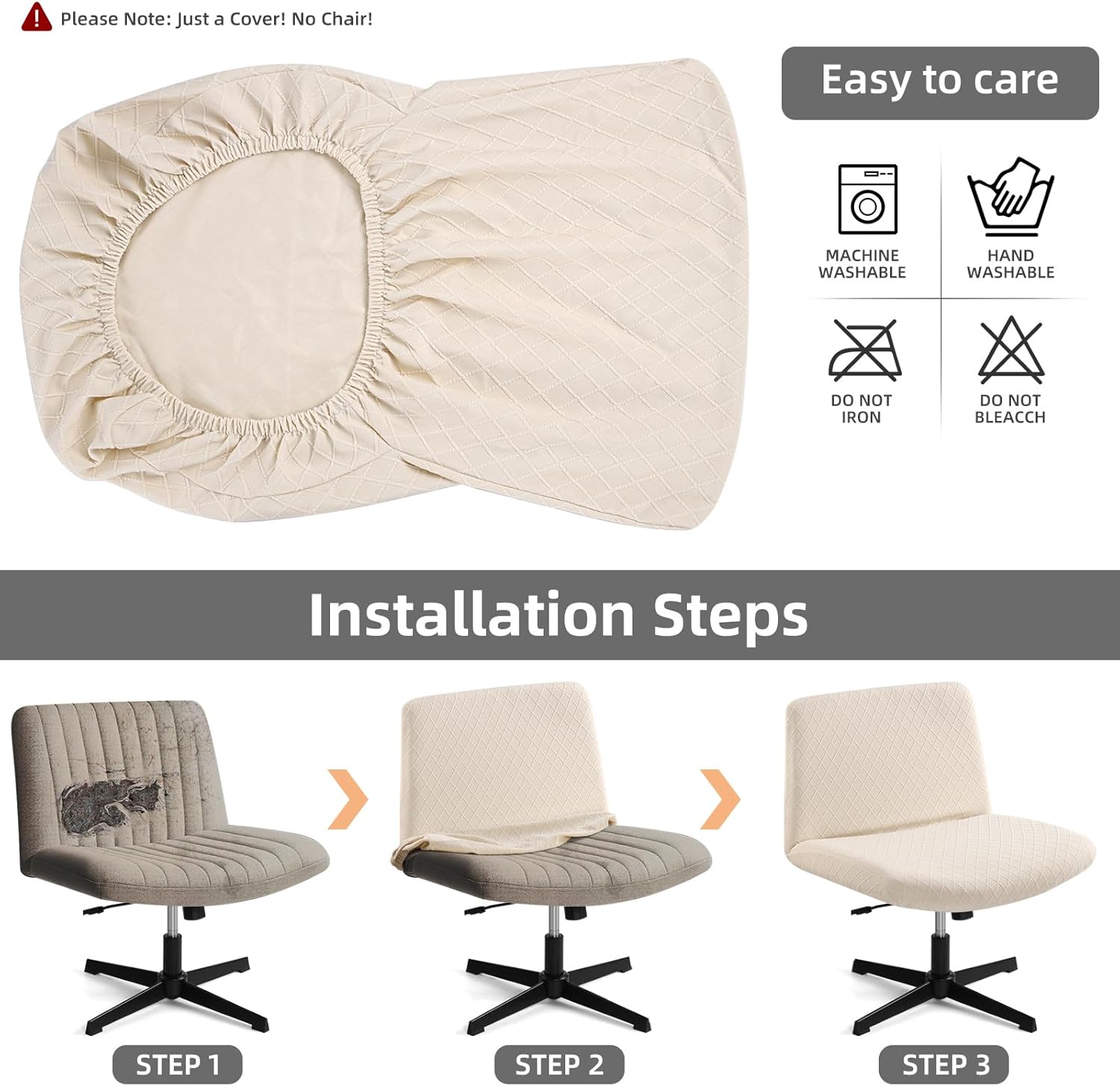 YISUN Waterproof Cover Products Bundle, 2 Pack Stool Covers Rectangle, Criss Cross Chair Slipcover (Argyle-Beige)