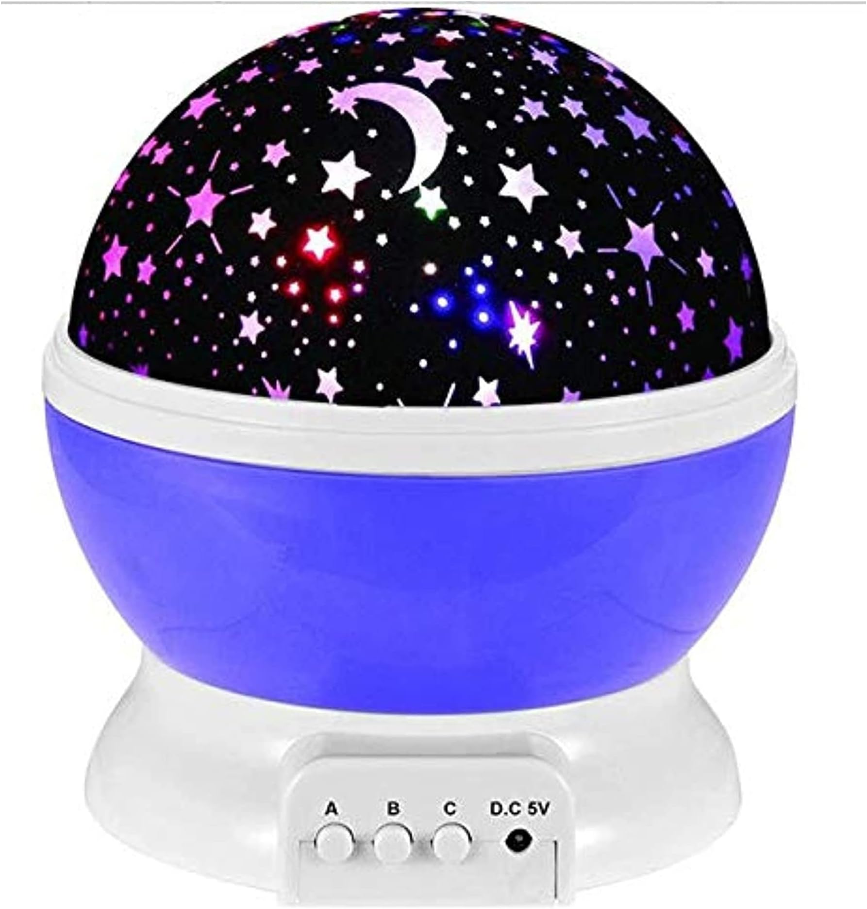 Romantic Rotating Star Moon Sky Rotation Night Projector Light Lamp Purple, Blue