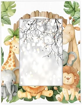 Tropical Rainforest Animals Giraffe Lion 8x10 Picture Frame 8x10 Horizontal and Vertical Photo Frame Suitable for Tabletop Displays and Wall Mounted Frames 8 by 10 Wooden Picture Frames