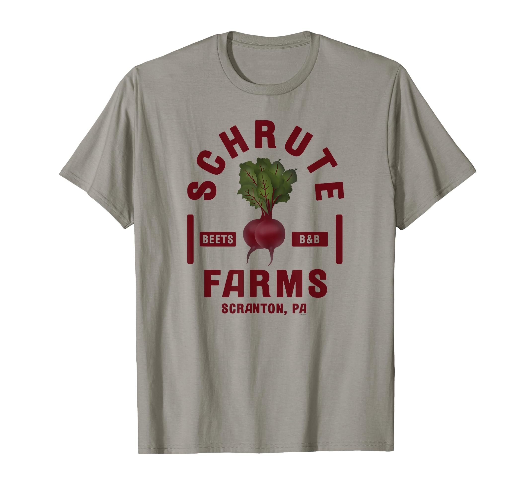The Office Schrute Farms T-Shirt - Adults, Unisex - Short Sleeve, Grey, Small