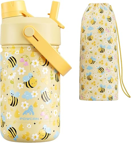 Miniatura 56 de POWCAN - Botella de agua con aislamiento de 18 onzas, con tapa de boquilla y pajilla 2 en 1, fría 24 horas, a prueba de fugas, apta para portavasos