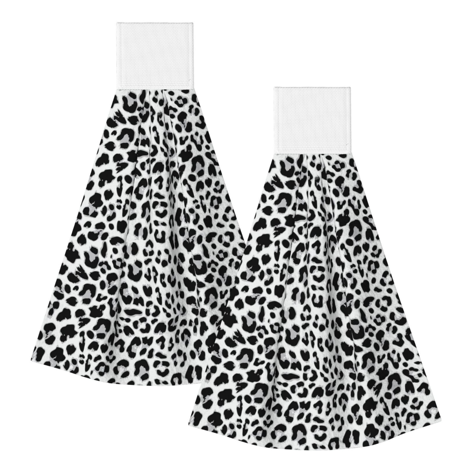 DOPKLNA Leopard Seamless Pattern Design, 2 Pcs Hanging Coral Fiber Hand Towels for Bathroom, Absorbent Kitchen Towels