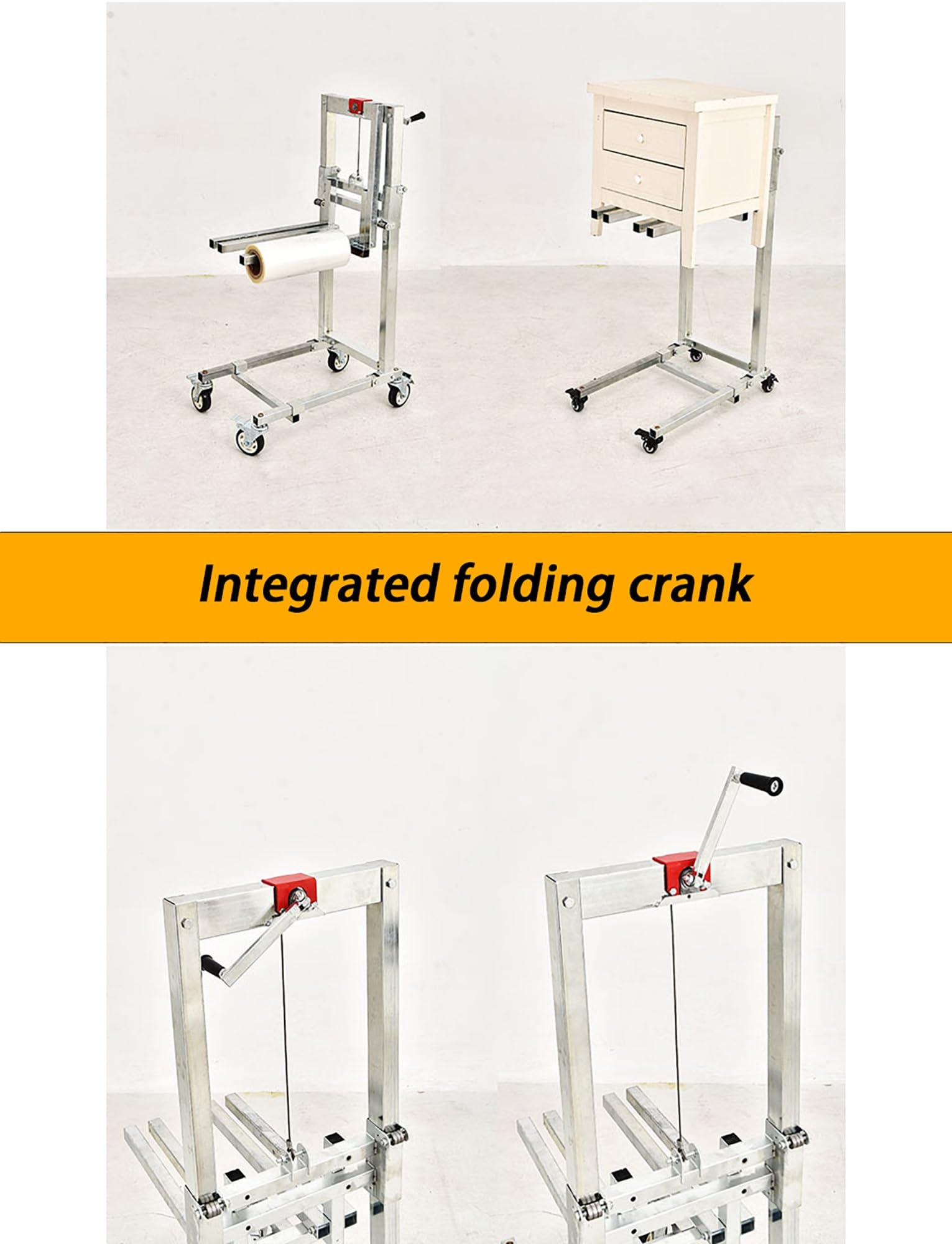 Apilador manual de carretilla elevadora, carretilla elevadora de manivela resistente con diseño plegable para garaje doméstico, almacén y supermercado, capacidad de 130 libras