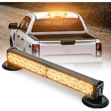 14 in Battery Powered Emergency Strobe Lights Bar Wireless Rooftop Mini Hazard Flashing LED Beacon Warning Light w/Magnetic Base for Construction Vehicles Work Trucks Snow Plow Amber
