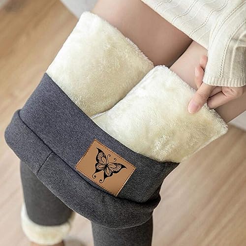 Miniatura 2 de oelaio Leggings con forro polar para mujer, pantalones térmicos de invierno de talla grande, pantalones térmicos de sherpa, cintura alta, control de