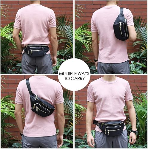 Miniatura 7 de Zorfin Riñonera de nailon resistente al agua, cangurera para mujer