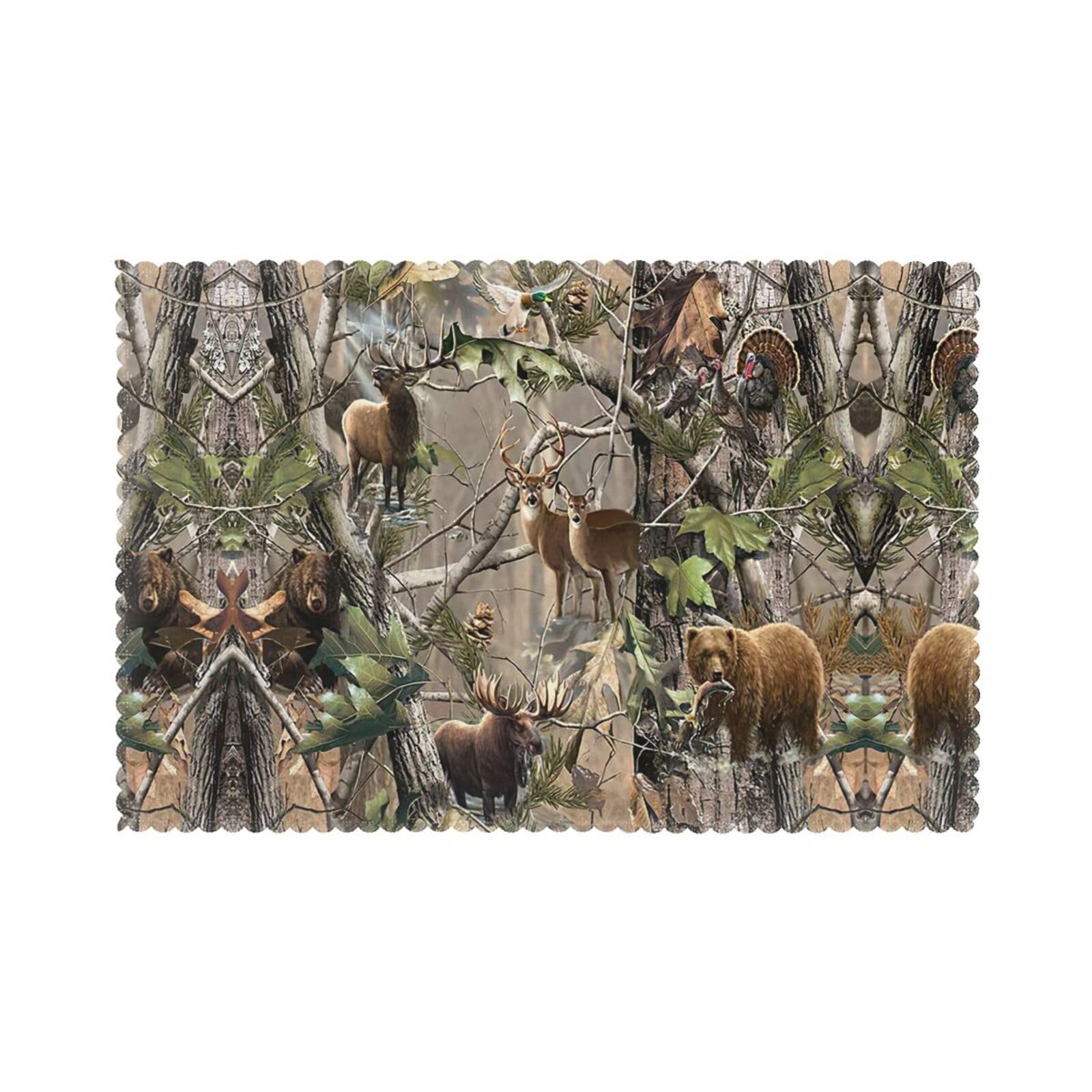 Sets de table anti-chaleur lot de 6 lavables à motif ours et faune sauvage de cuisine