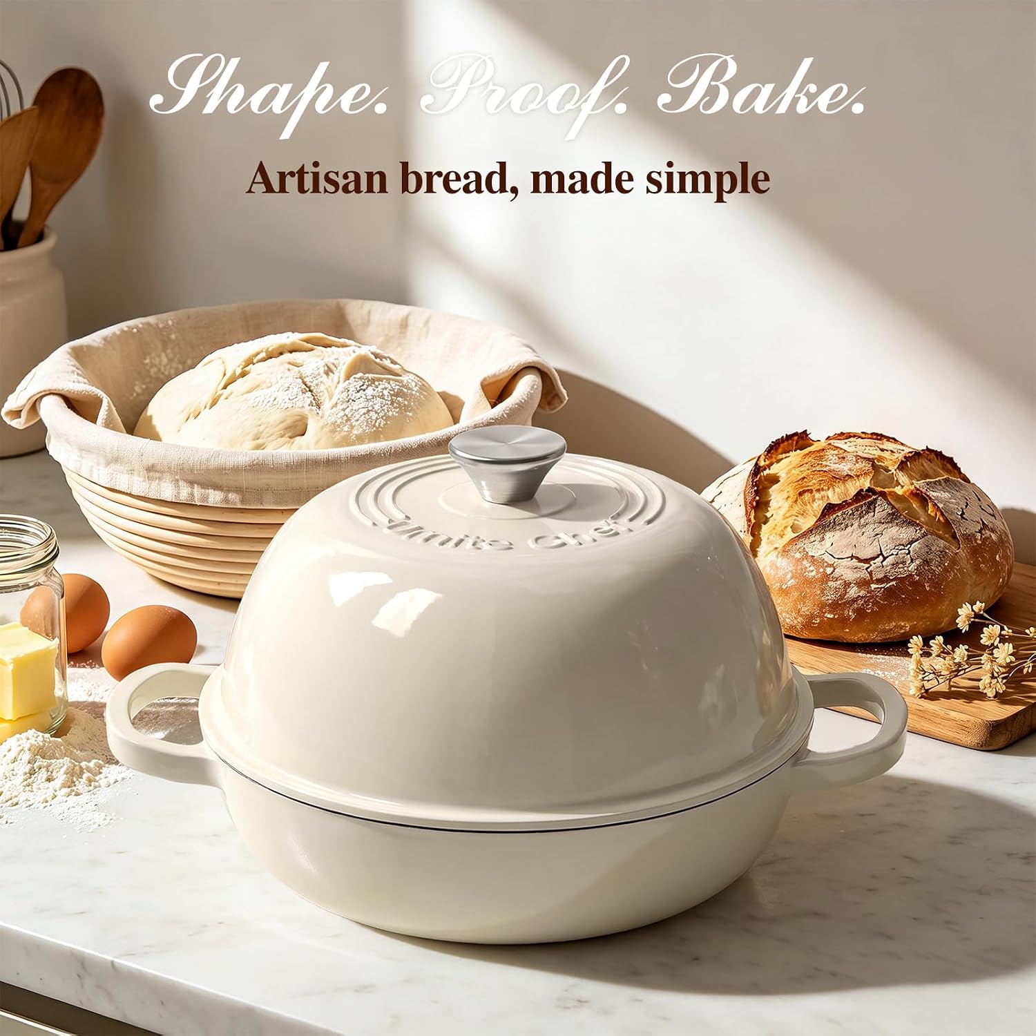 Umite Chef 6QT Enameled Cast Iron Dutch Oven for Bread Baking