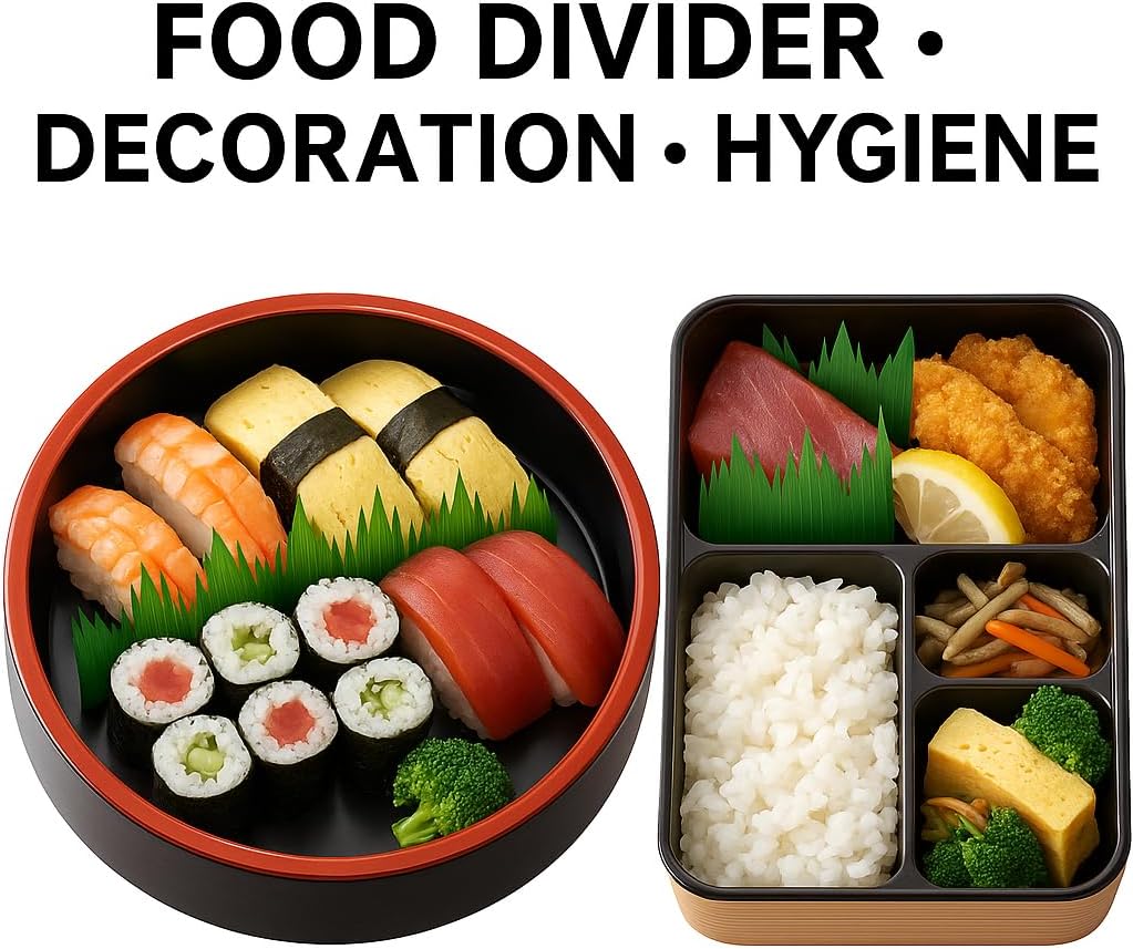 Green Sushi Grass Divider – Plastic Baran for Sushi & Bento, Food Separator Decoration, Restaurant & Takeout Use, 3 x 2 Inch（4000pcs）