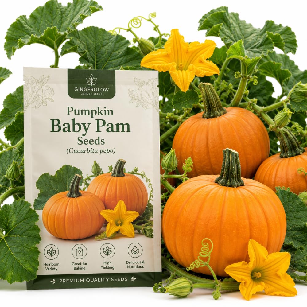100+ Pumpkin Seeds to Plant - Baby Pam, Fast Growing Pumpkin Seed, Non-GMO Heirloom Vegetable, High Germination Seeds for Backyard Spaces