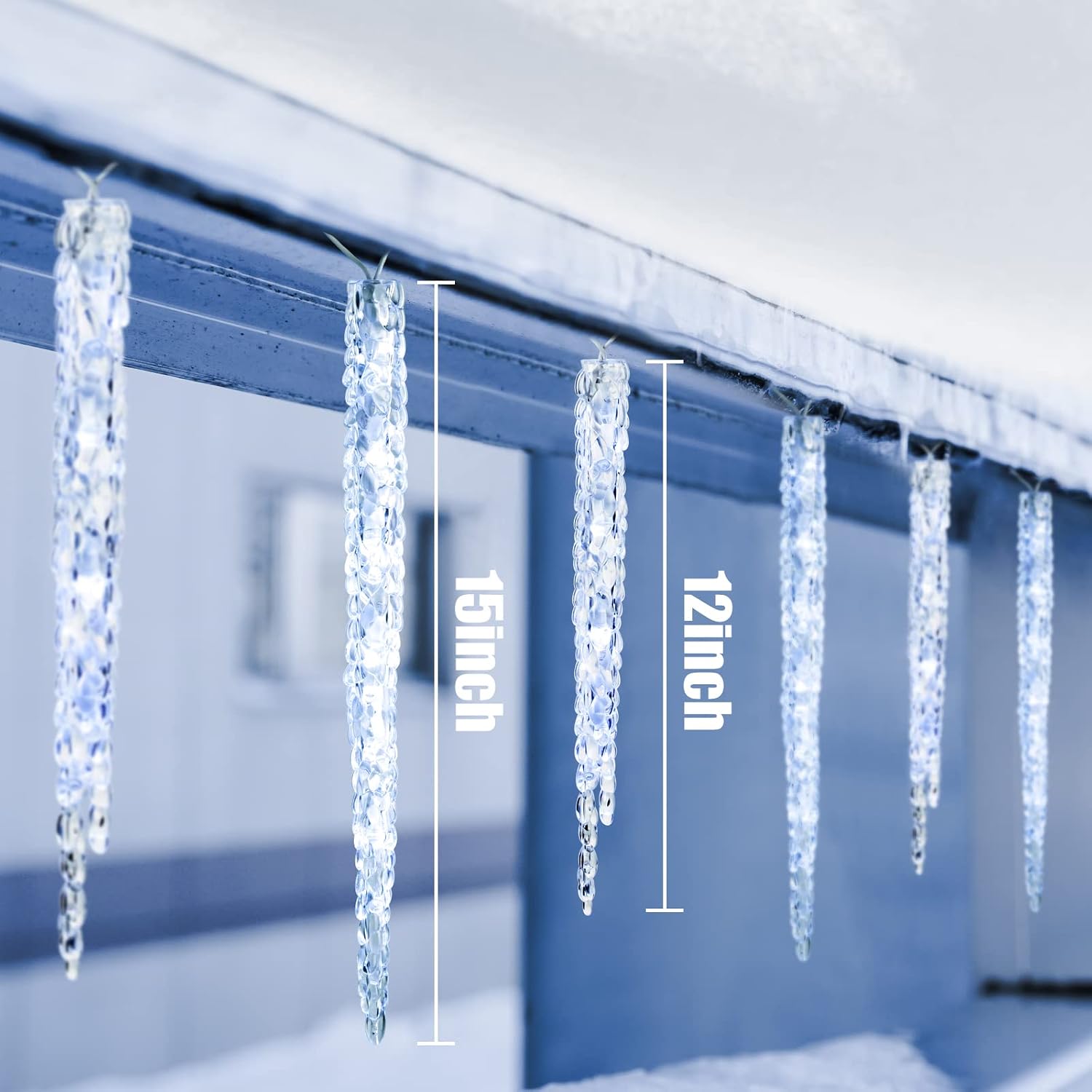 Christmas Icicle Lights Outdoor with Clips- 18.7ft 100 LED 20 Tubes Twinkling Crystal Icicle String Lights, Connectable Waterproof Hanging Christmas Lights Plug in for Eave Holiday Outdoor Decoration