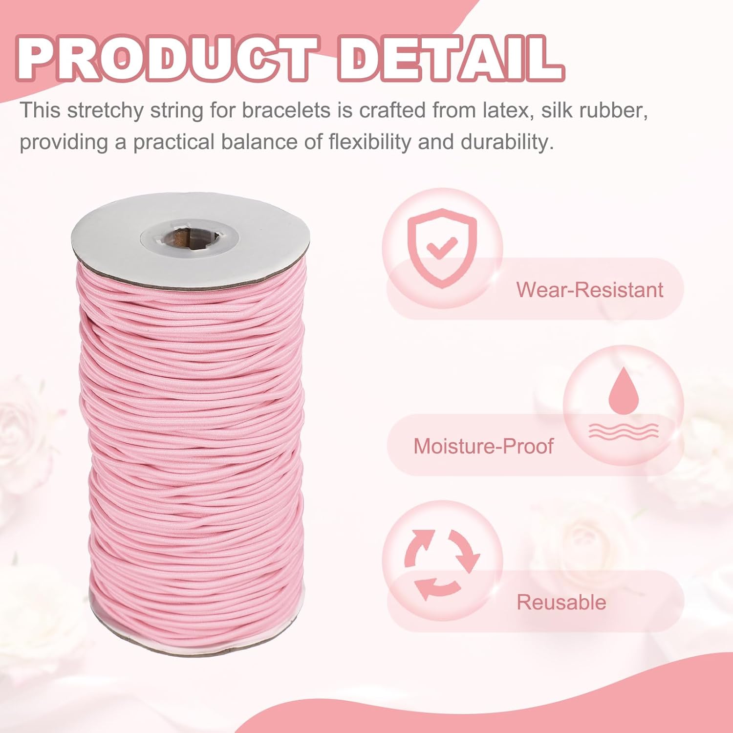 Stretchy String for Bracelets, Elastic Crystal Thread Stretch Elastic Beading Cord 2.5mm & Pink-Fitting for(Bracelets/Sewing/Beading/Necklace/Jewelry Making/Crafts DIY)