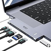 Vista 10 de Adaptador USB C para MacBook Pro/Air M1 M2 M3 2021 2020 2019 13" 15" 16", 6 en 1 USB-C Hub MacBook Pro Accesorios con 3 puertos USB 3.0, lector