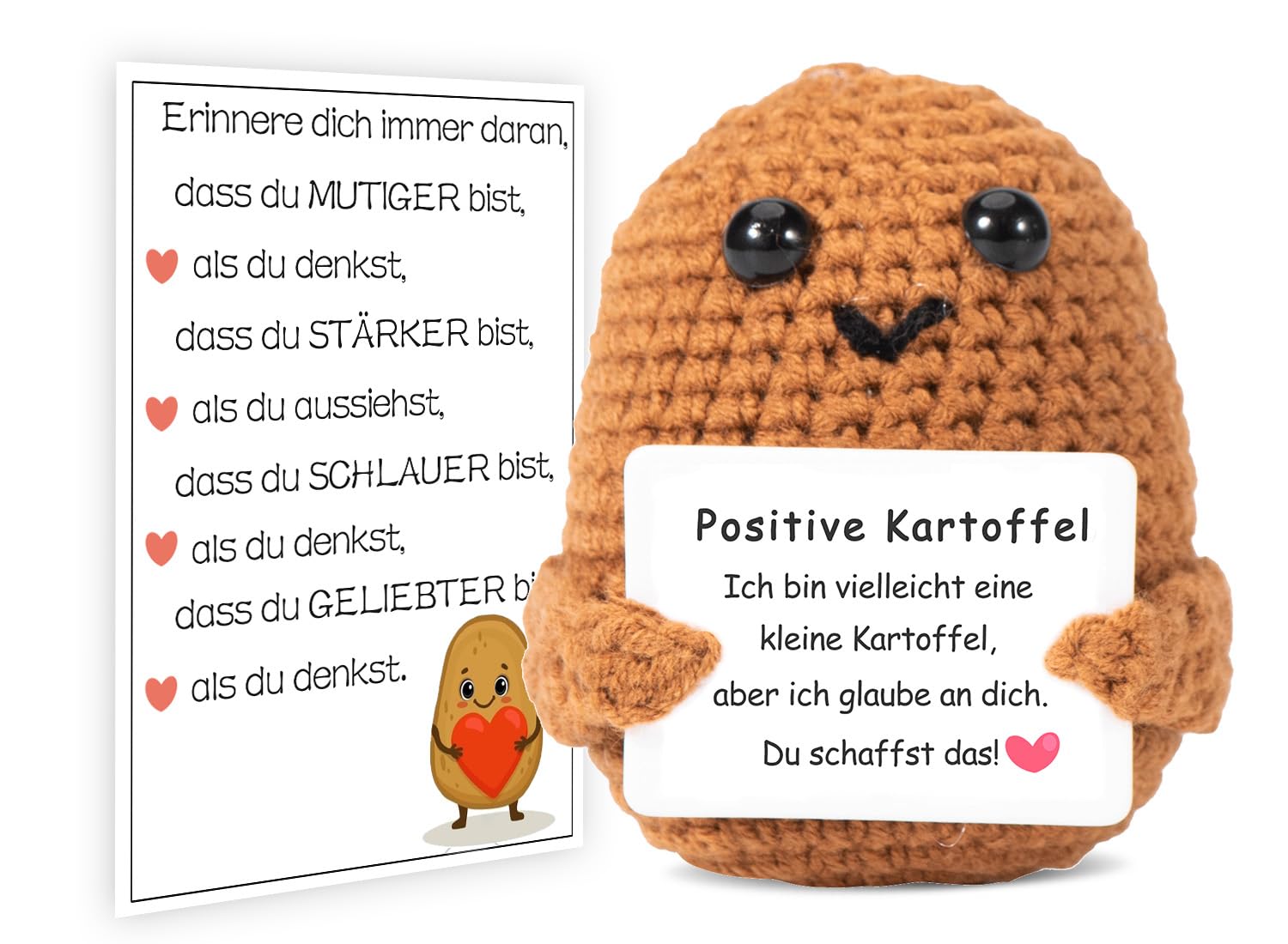 Pocket Hug Herz - Strickpuppe Mit Glücksbringer Für Mutmacher-Geschenke
