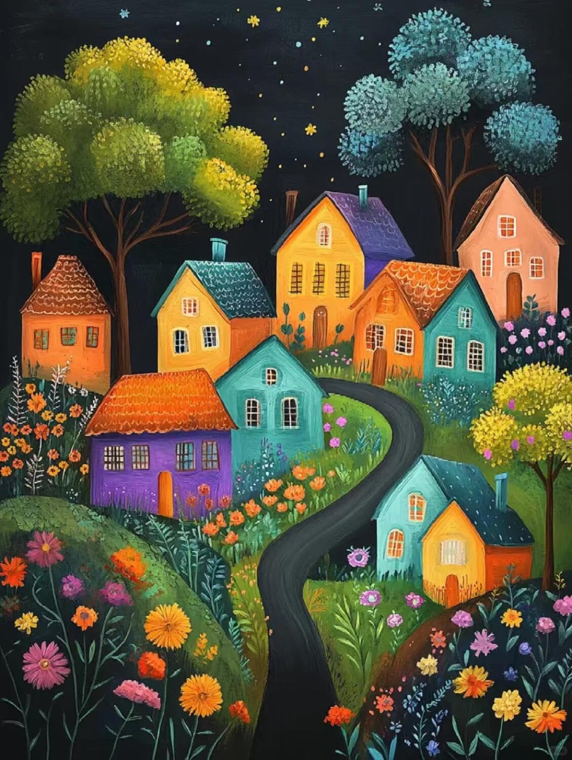 Rqwybcaxn Z Embroidery Beads Kit Colorful Town 40X50cm
