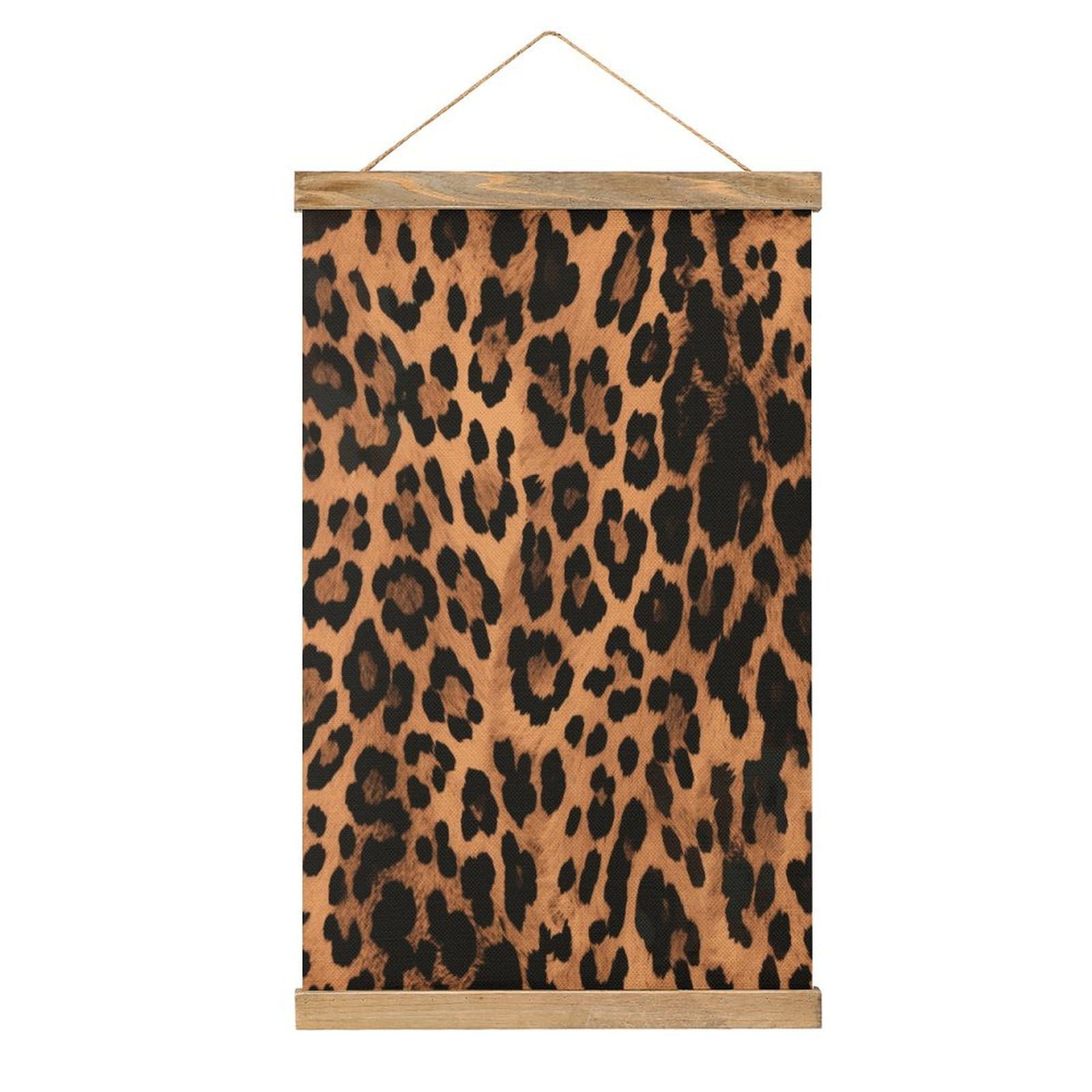 FekiLoot Leopard Pattern Wall Art Poster Hanger Frame Linen Wall Art Decor Vintage Hanging Poster Hanging Wall Decor Rustic Retro Wall Art Print for Living Room Decor 20.4 X 13.1Inches