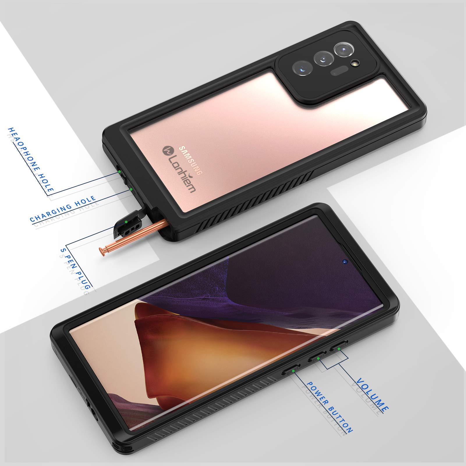 Amazon.com: Lanhiem Galaxy Note 20 Ultra Case, IP68 Waterproof