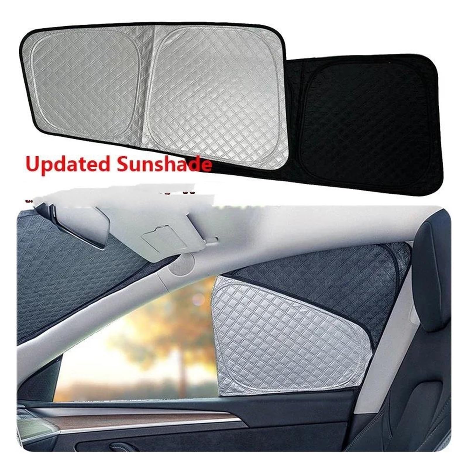 Parasol Grueso Plateado Para Ventana Para Tesla Para Model Y Accesorio Para Parabrisas Parasol Coche Magnético(4p side)