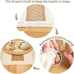 Handmade Boho Placemats Set of 6 - Natural Cotton Burlap and Water Straw Woven Combination Table Mats, Macrame Décor and Farmhouse Style Placemats, for Dining Table Kitchen