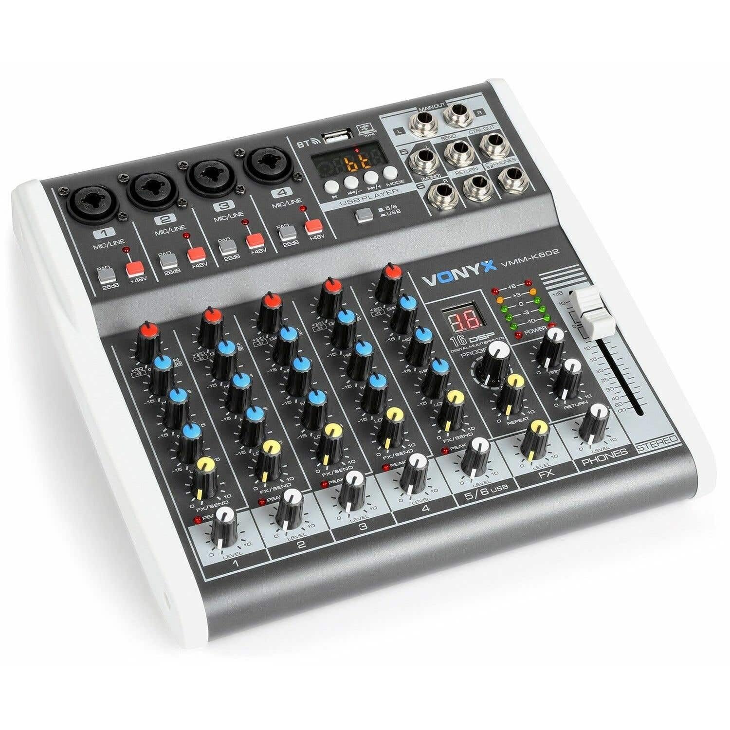Vonyx VMM-K602 Table de Mixage - 6 Canaux, Technologie sans Fil Bluetooth,  16 Effets Inclus, USB, égaliseur, Option Chant, Idéal pour des Applications  Chants et DJ : Amazon.fr: Instruments de musique et Sono