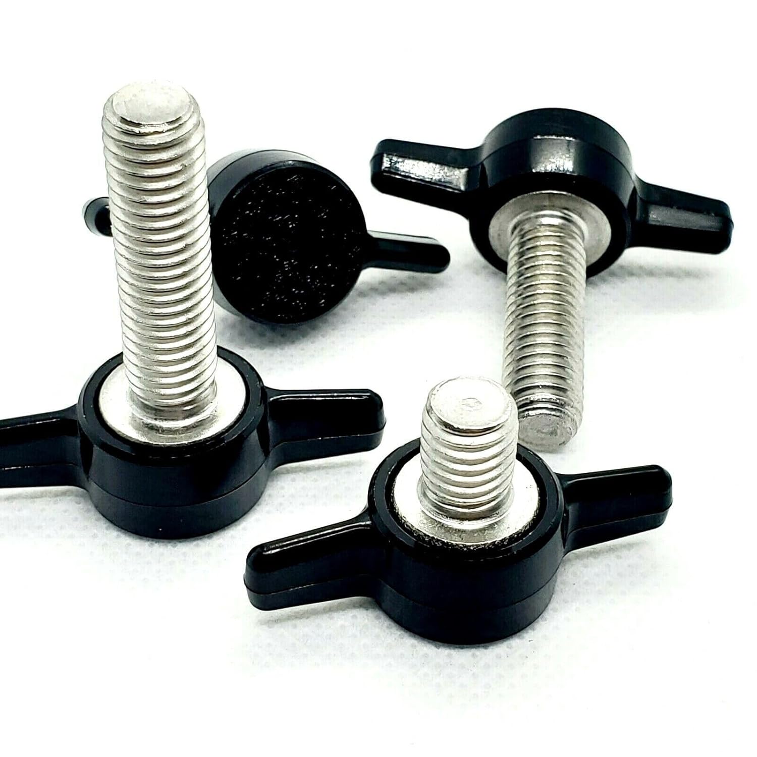 M6 Thumb Screw T Bolts Black Plastic Tee Wing Clamping Knob Stainless Steel Rust Proof Metric 6mm x 1.0mm (Length: 20mm, Pack Size: 12 Pack)