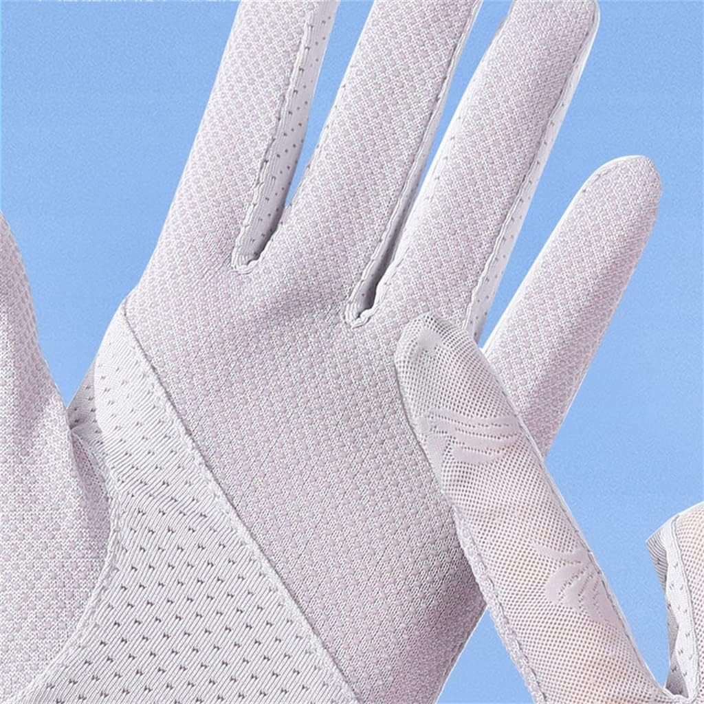 Ice Silk Spring and Autumn Thin Section Driving Ladies Lace Full Finger Touch Screen Gloves