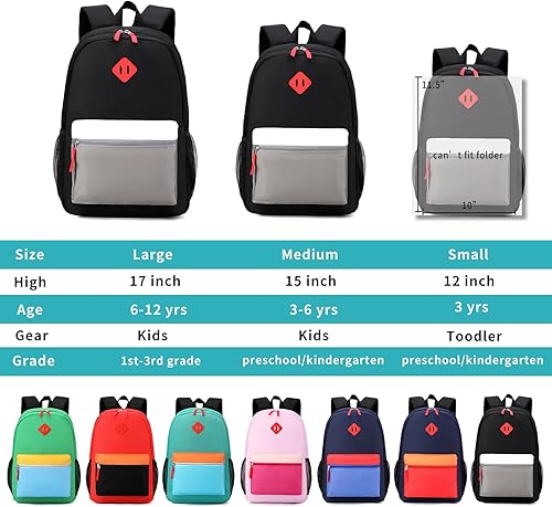 Miniatura 5 de Mochila para niños pequeños, mochila preescolar de 12 pulgadas para niños y niñas de 2 a 4 años, mochila preescolar con hebilla en el pecho (negro y