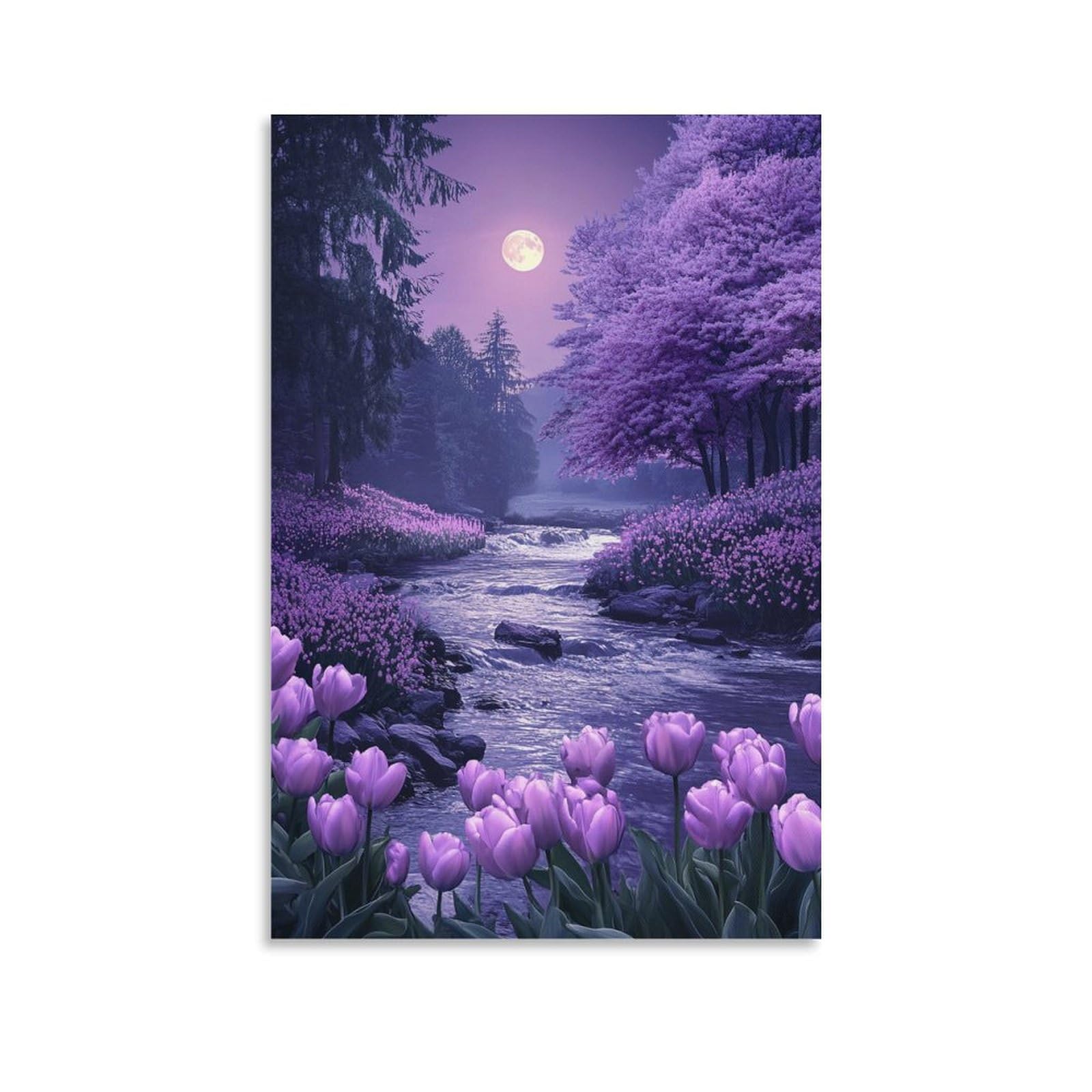 GAOYUCHUN Purple Geranium Canvas for Home Decor Modern Framed Picture Artworks Decorative Wall Decor Paintings for Bedroom Kitchen Home Decor 16x24inch(40x60cm)