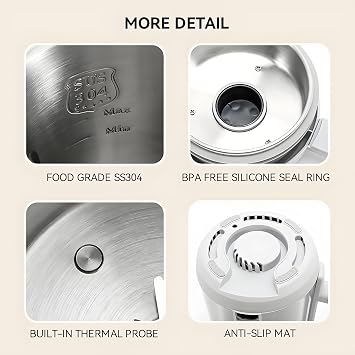 8-in-1 Nut Milk Maker Machine, 40oz Automatic Stainless Steel Milk Maker with 12-blade Cutter, 24h Timer & Keep Warm, LED Display, No Straining Automatic Food Processor