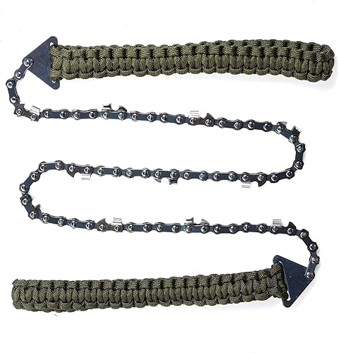 Miniatura 5 de Sucrain Sierra de Cadena de Bolsillo con Mango de Paracord, Sierra de Mano de Cadena Plegable, Equipo de Supervivencia de Emergencia al Aire Libre