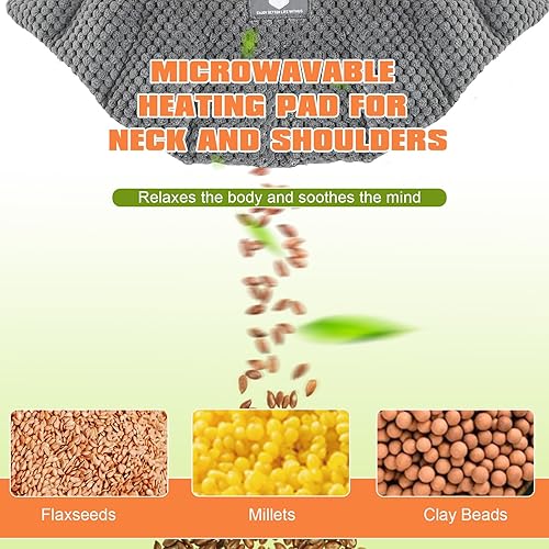 Miniatura 6 de Almohadilla térmica para microondas para el cuello, los hombros y el alivio del dolor de espalda  Almohadilla térmica inalámbrica grande con peso