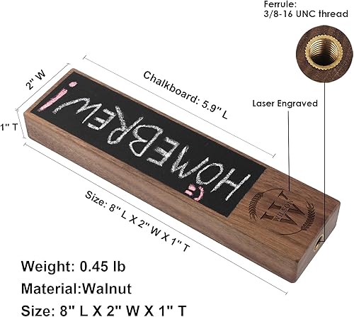 Miniatura 2 de Grifo de barra de arce personalizado de 8 pulgadas, grabado con láser, mango de cerveza personalizado con pizarra de tiza, grifo de barril