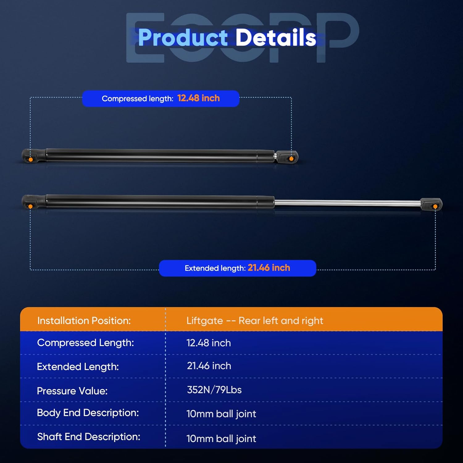 ECCPP Lift Support Replacement 2pcs Liftgate Struts Gas Springs Fit for Acura RDX 3.5L 2013-2017