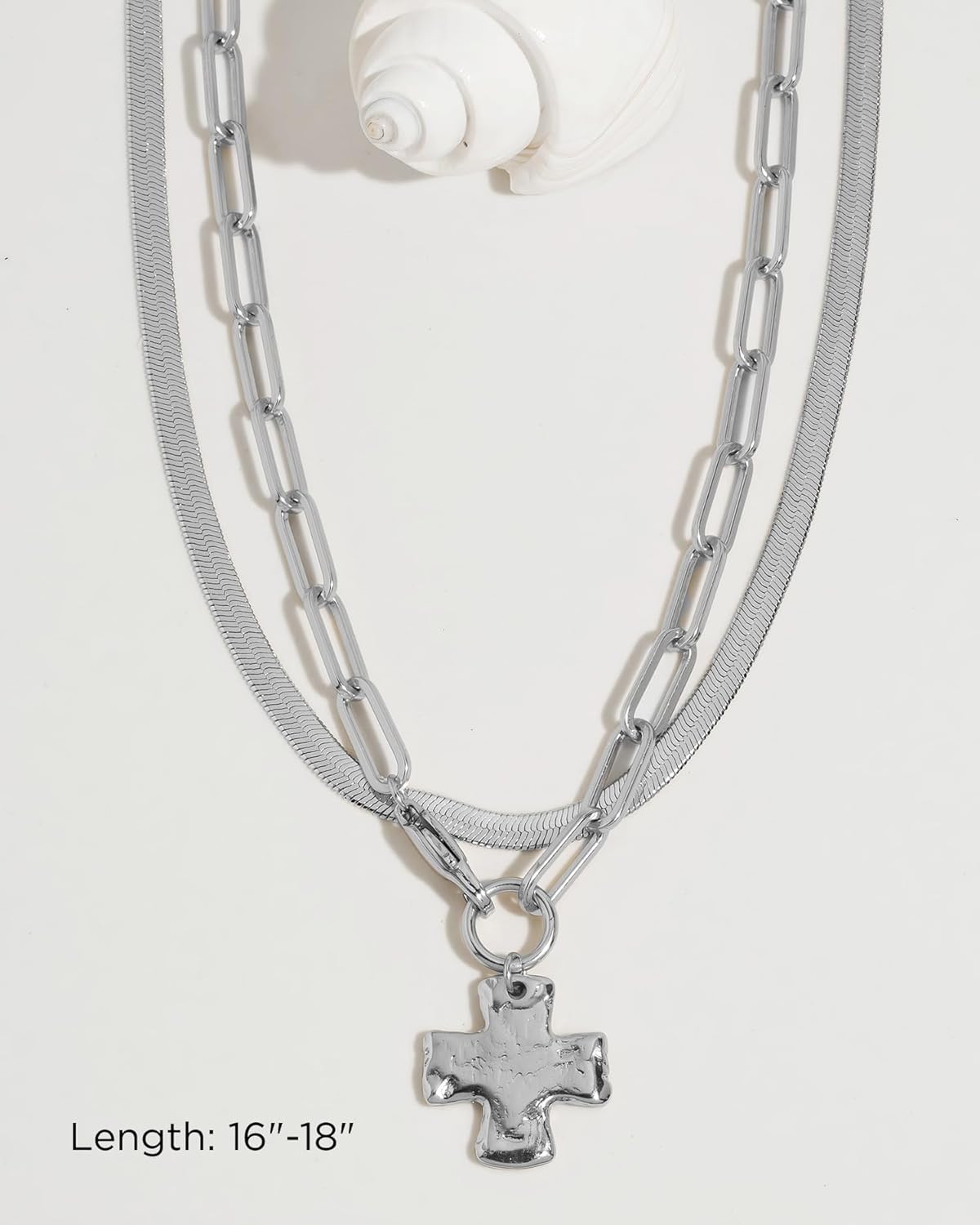 James Michelle The Original Chunky Cross Chain Necklace for Women – Premium Waterproof, Tarnish-Free, Gold & Silver PVD Coated Jewelry – Hypoallergenic – Perfect for Beach, Weddings, Gifts