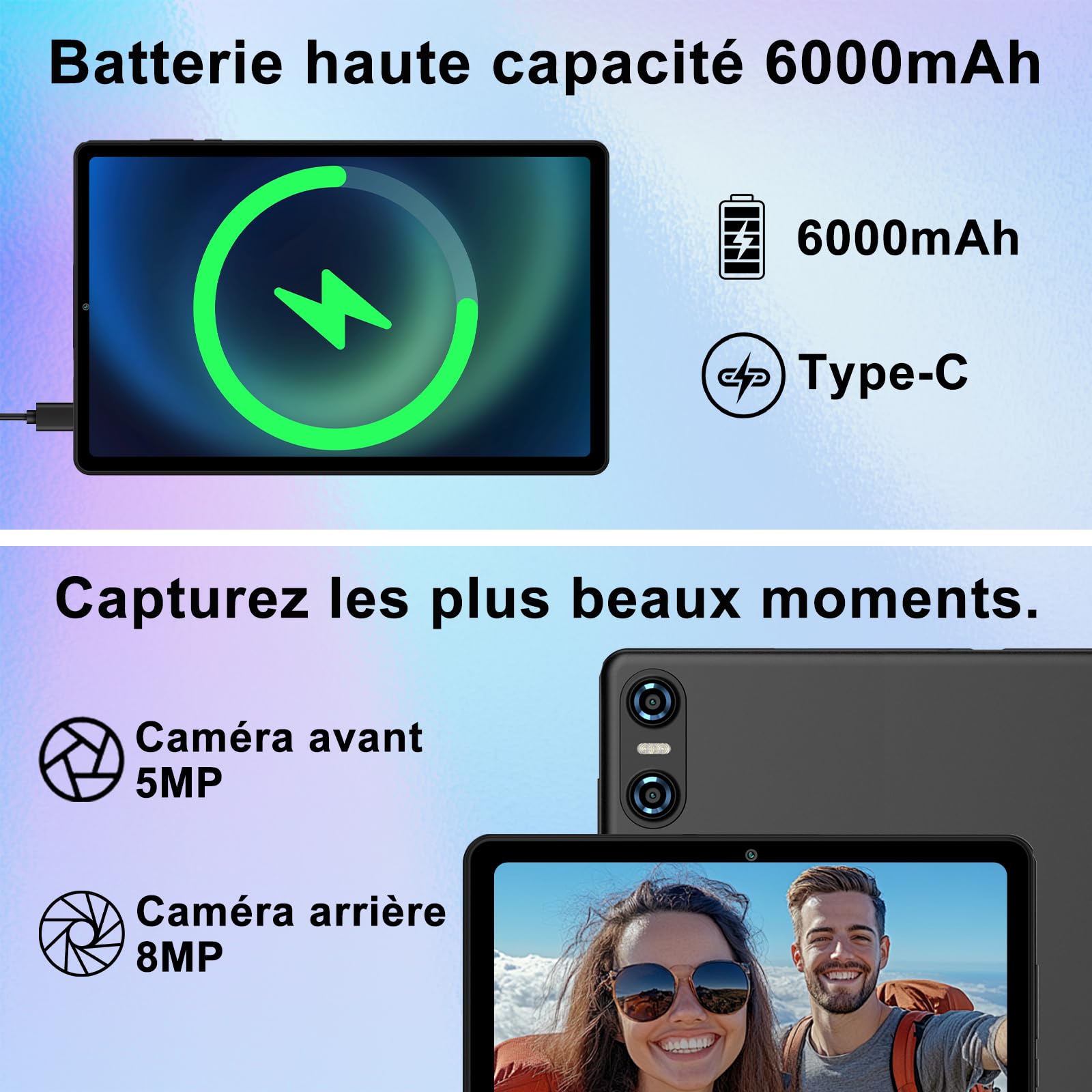 Tablet 10 Pulgadas Android 15 con Gemini AI, 30 GB RAM + Ampliable 2 TB ROM, Widevine L1, WiFi 5G, Batería 6000 mAh, con Teclado, Ratón y Funda para Estudio, Trabajo y Entretenimiento - Negro Grafito
