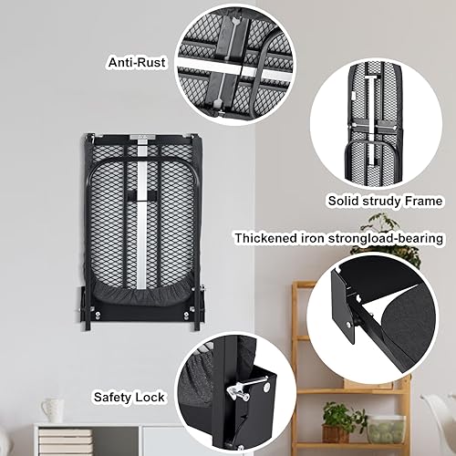 Miniatura 5 de Duwee Tabla de planchar de 12 x 36 pulgadas, armario plegable con cubierta resistente al calor, tabla de planchar plegable para montaje en pared