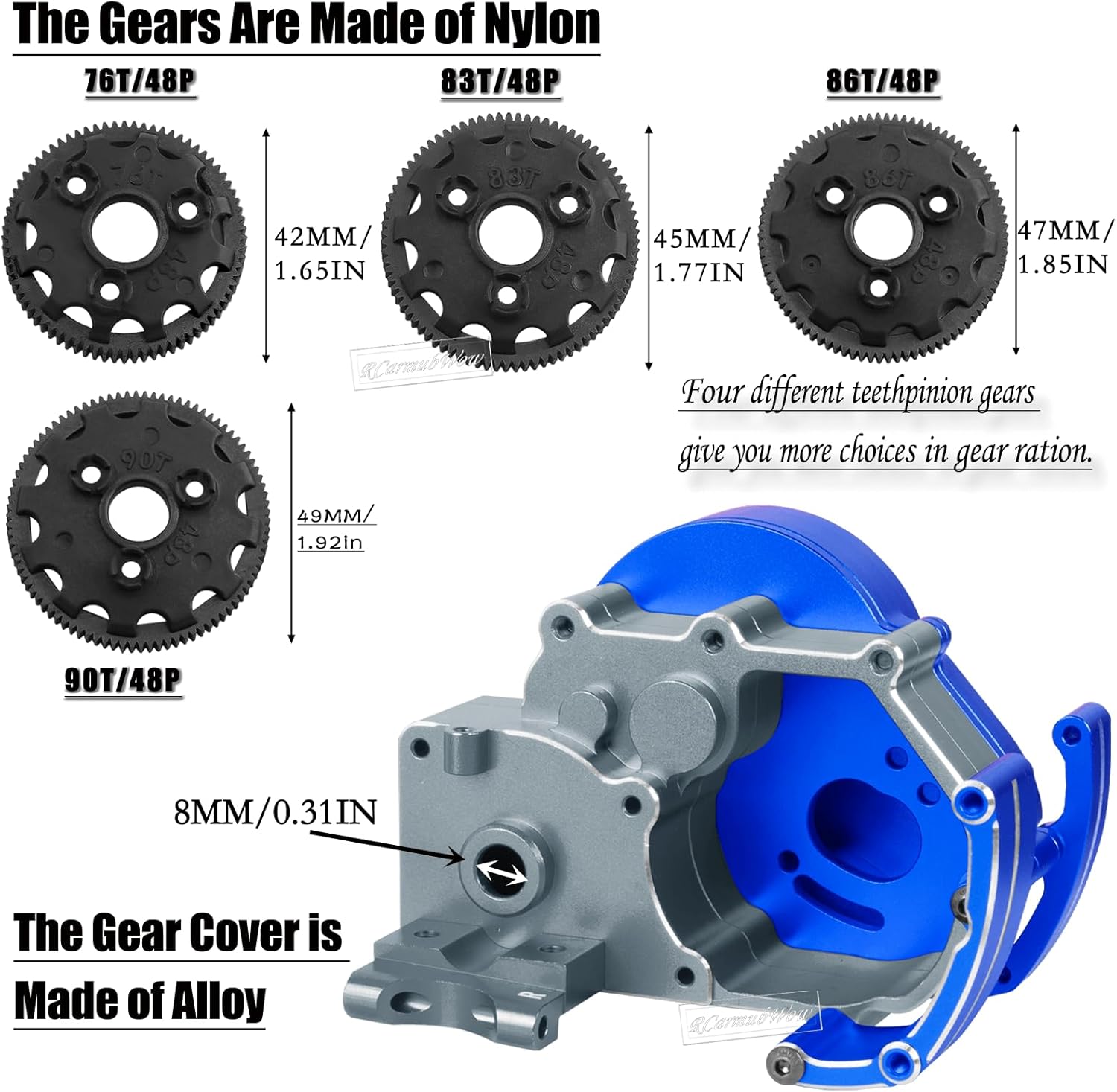 RC Transmission Complete Upgrades Part for 1/10 Slash 2WD(VXL),Rustler 2WD(VXL),Stampede 2WD(VXL),Bandit 2WD(VXL),Alloy Aluminum Gearbox,Replace #3695,Navy Blue &Titanium