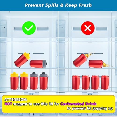 Miniatura 6 de Cosmos Tapa de silicona para latas de bebidas, tapón antiderrames para latas de bebidas de tamaño regular (gris + amarillo)