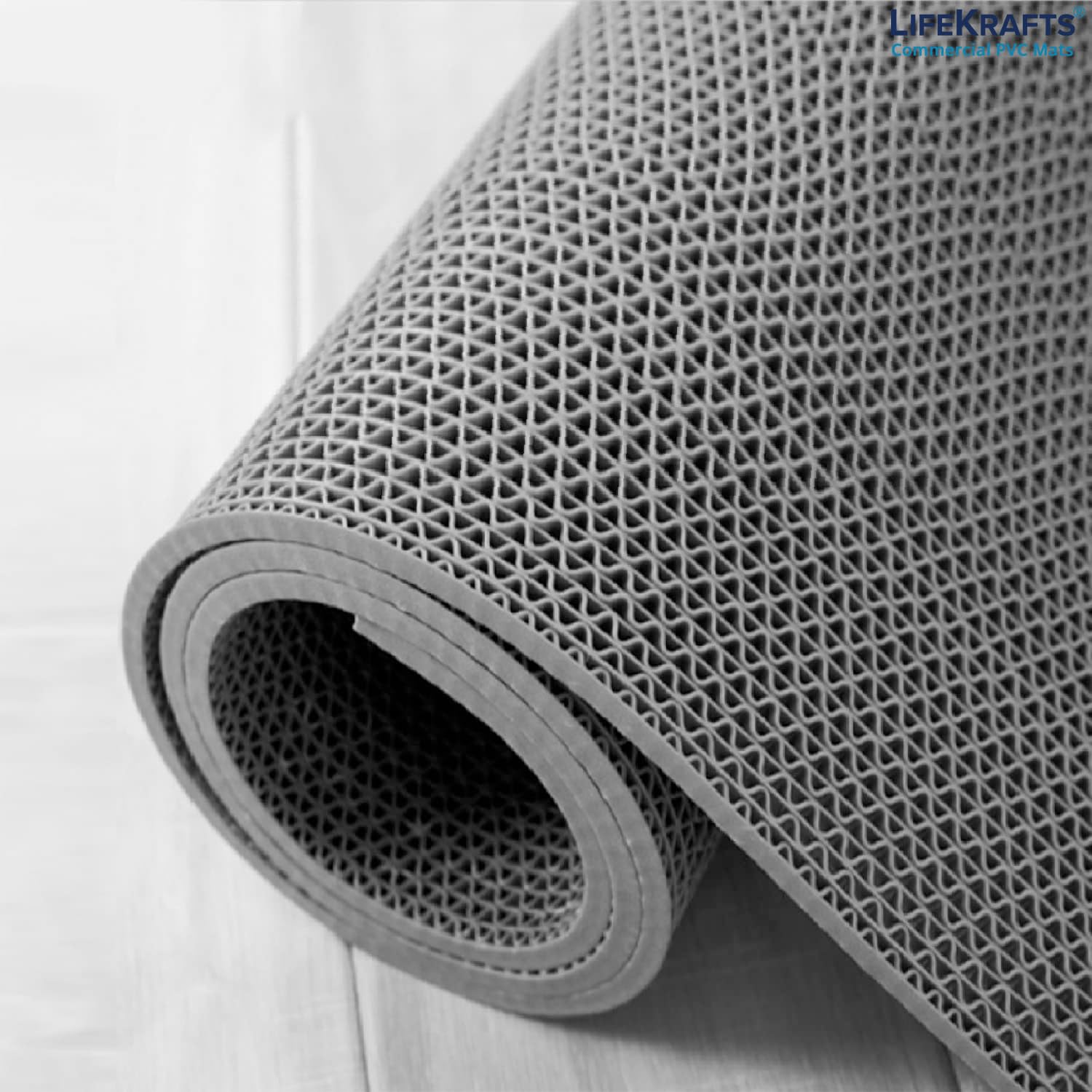Lifekrafts Multipurpose Commercial PVC Floor Mat for Kitchen, Swimming Pool and Entryways | Dirt/Mud Trapper Heavy Duty Non Slip/Anti Slip mat | 4ft x 3ft Grey-image-0