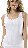 Vavonne Women's 100% Cotton Camisole Tank Tops - Soft Airy Comfy Cami Undershirts with Lace Trim, Wide Straps (Ivory, Pink, White, Black)