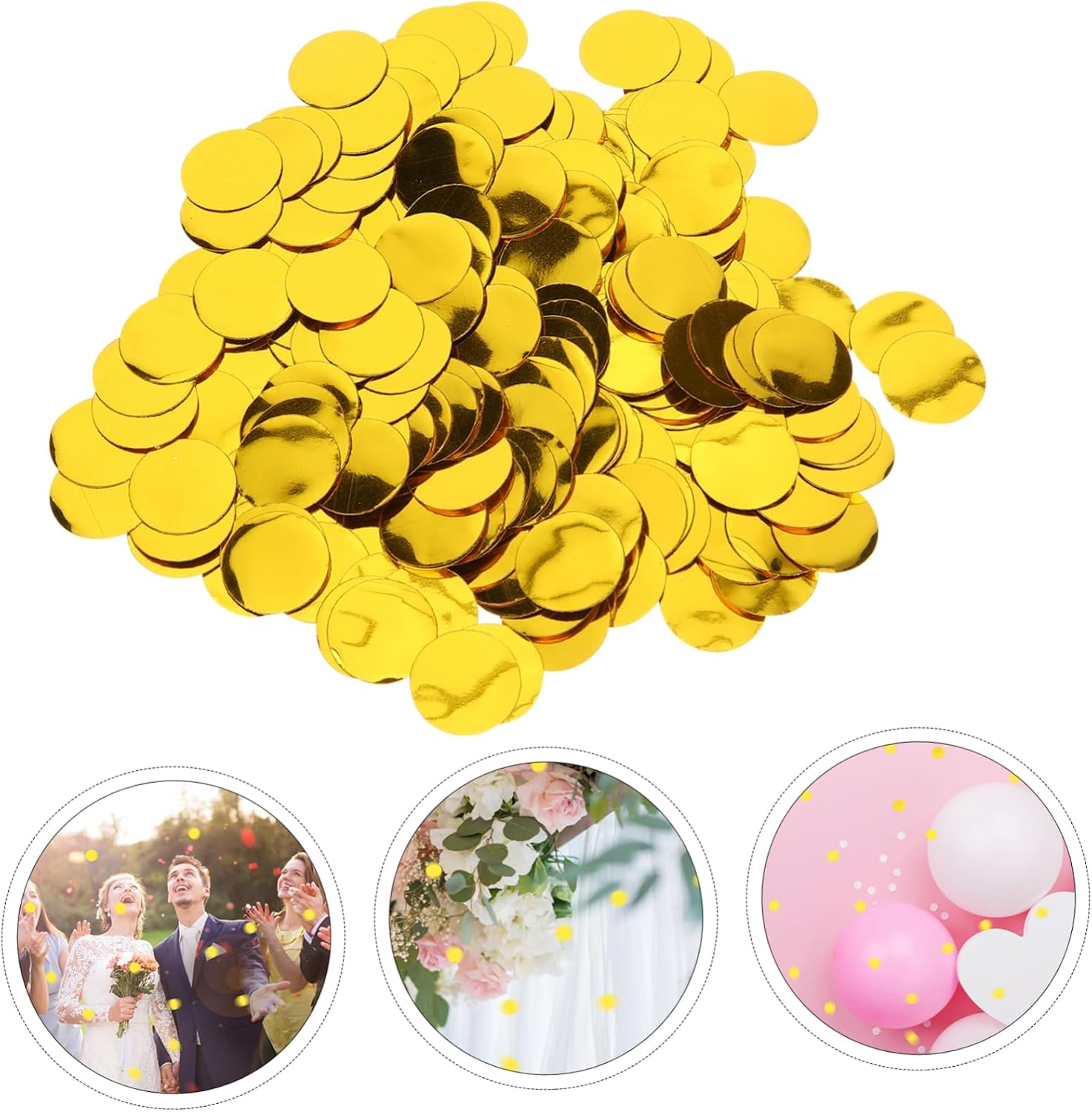 OUNONA 4pcs Gold Round Confetti for Table Decor for Weddings Birthdays and Festivals for Party Ambiance and Themed Celebrations