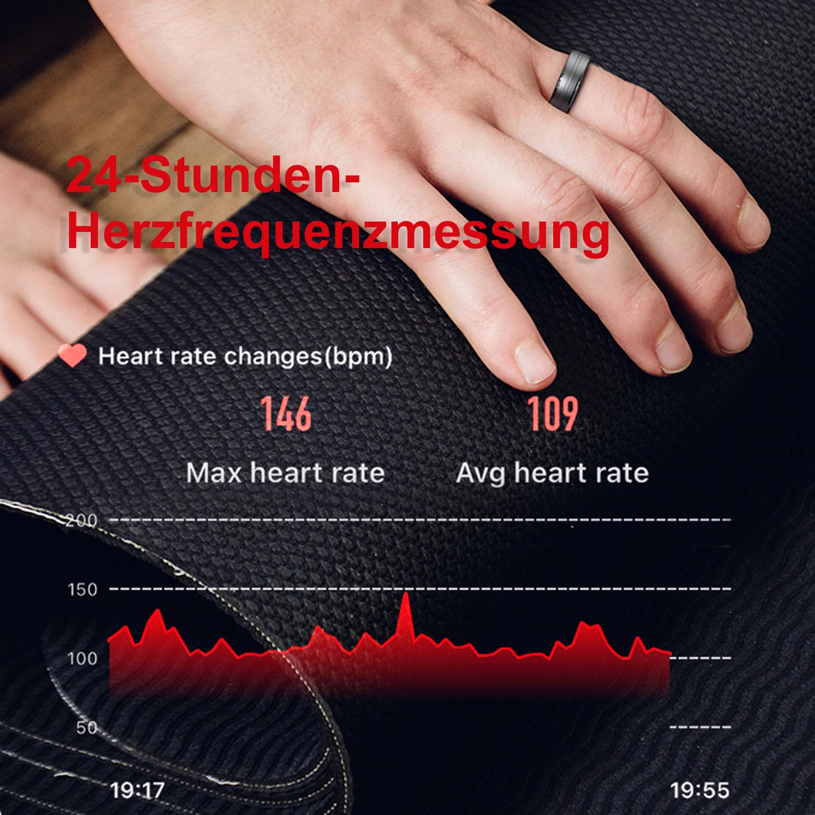 Bague intelligente de fitness - Podomètre - Compteur de calories - Anneaux intelligents pour homme et femme - Android iOS - Moniteur de fréquence cardiaque - Anneau intelligent - Tracker d'activité