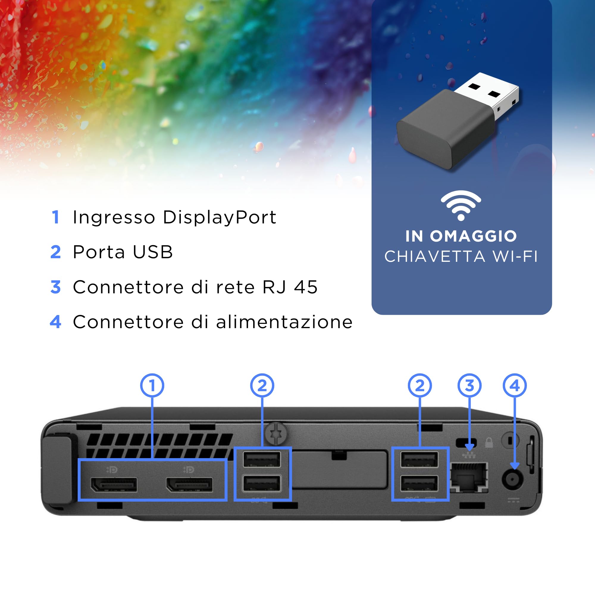 HP Prodesk, Mini Pc Tiny, Intel i5-8500T 6 Core 2.1 Ghz, Ram 16Gb
