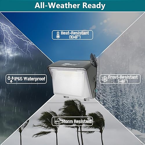 Miniatura 4 de HiBay Luces de pared para exteriores de 80 W, 60 W, 40 W, del anochecer al amanecer, paquete de luz LED 3CCT con sensor de fotocélula, iluminación