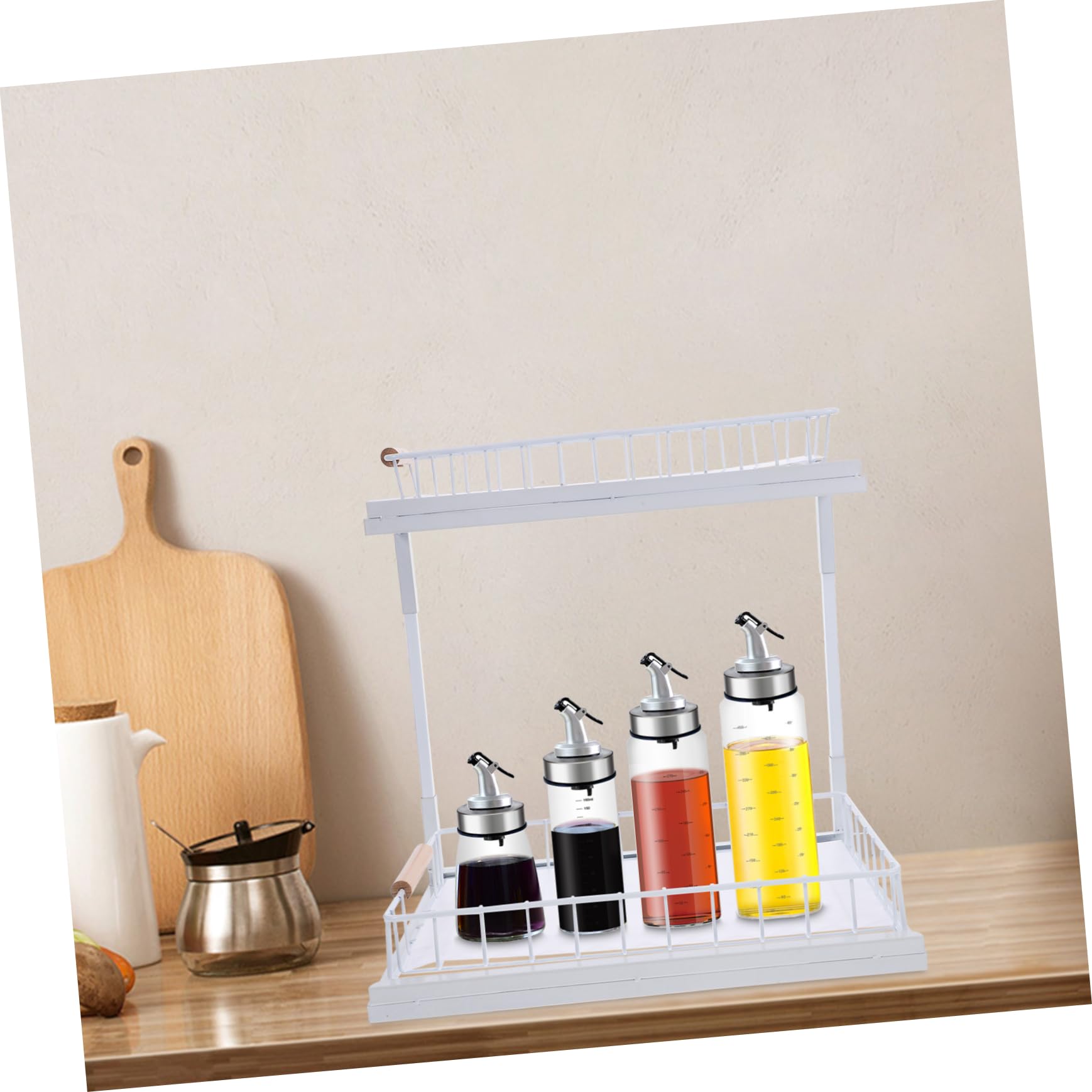 Garneck Organizer Acciaio in Cucinastraibile, Scaffale Sottolavello a al 2 Livelli Carbonio Bianco, Capiente Pratico per Spezie Bagno