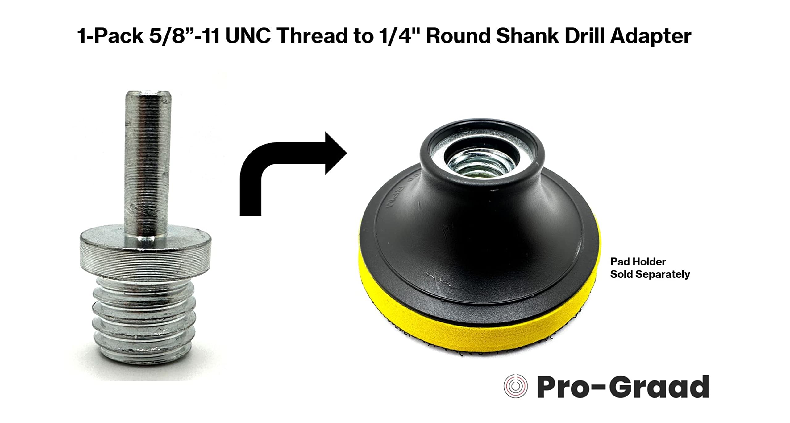 DA1 5/8-11 to 1/4" Drill Adapter Converts Backing Pads, Core Bits — Amazon image 3