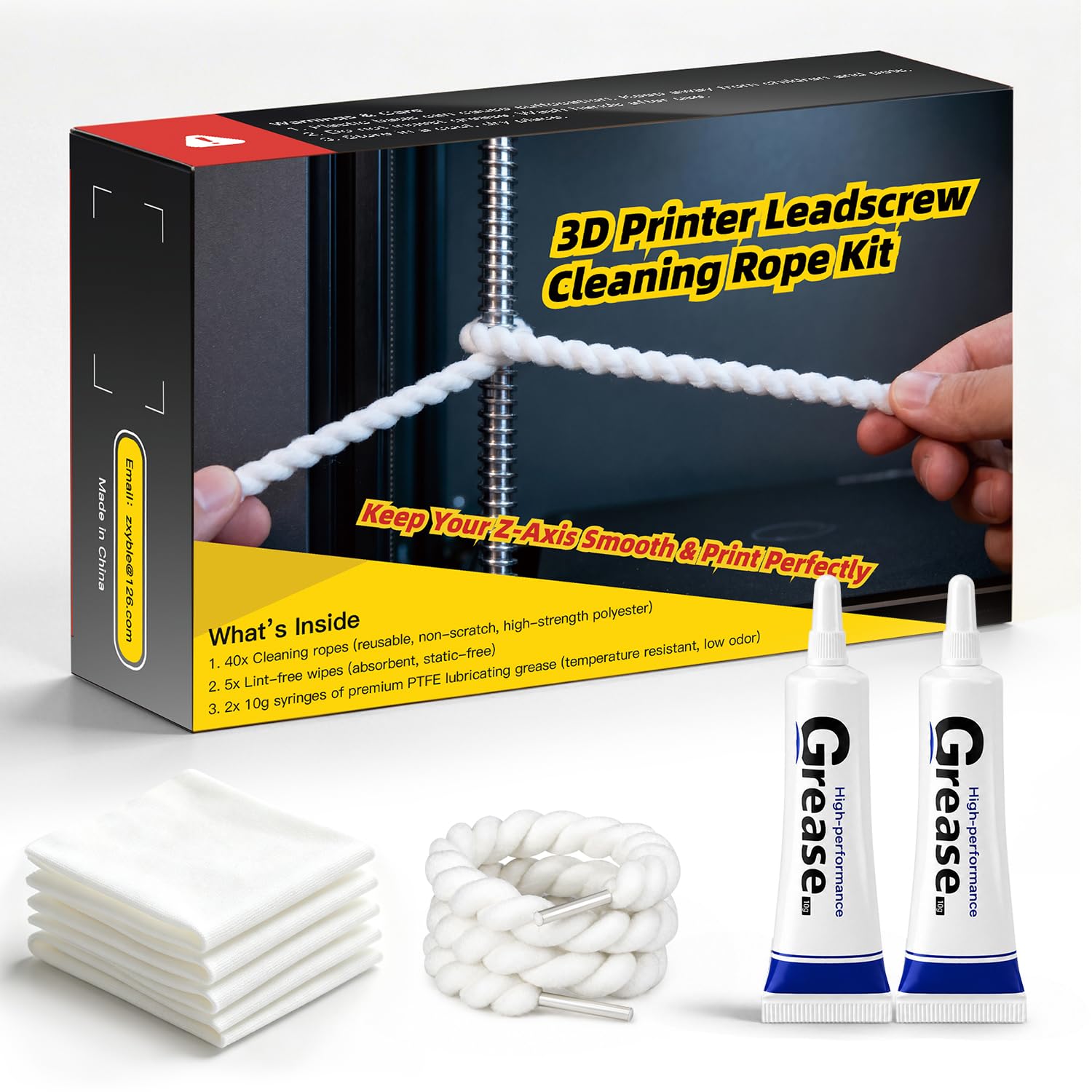 Gear Floss–40 Reusable Ropes, 5 Lint-Free Cloths, 2 PTFE Grease Syringes