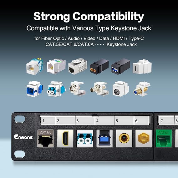 12 Port Blank Keystone Patch Panel Wall Mount 10inch with 89D Bracket Ethernet Patch Panel