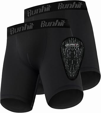 Runhit Boys Cup Underwear for Baseball Football, Youth Compression Shorts with Soft Protective Athletic Cup Boxer Brief